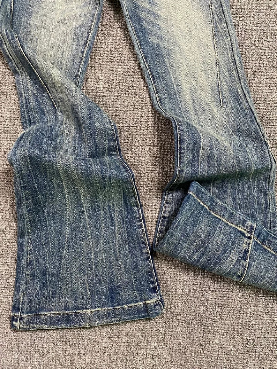 Faded Flared Low Rise Jeans