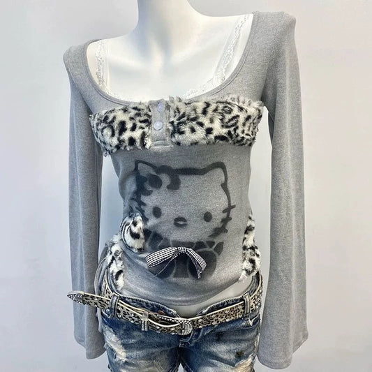 Grey Kitty Top