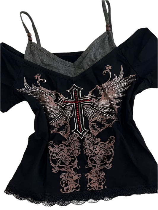 Winged Cross Top